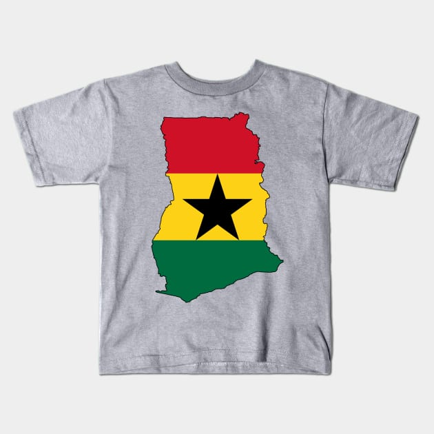 Ghana Flag Map Kids T-Shirt by Historia